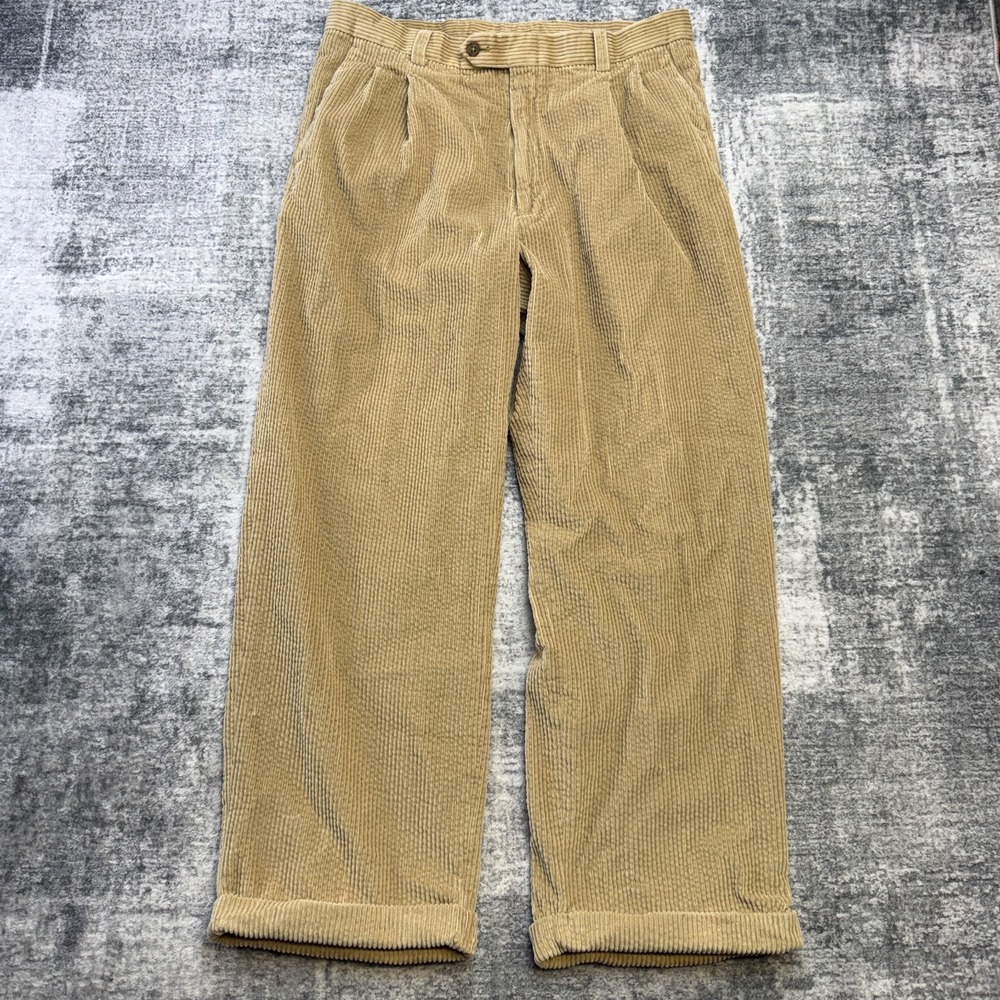 Austin Reed Corduroy Pants Mens 36x30 (34x29) Wide Wale Pleated Cuffed Trousers